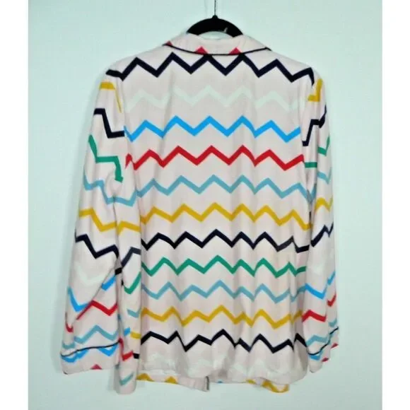 Boden Pajama Top Plus‎ Size 20/22  Pink Wave Rainbow Cotton Button Front - Picture 2 of 8